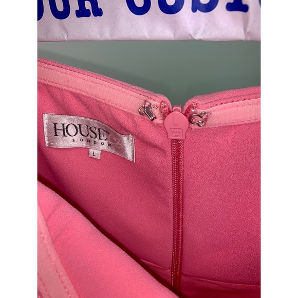 Pink Crepe Bandeau Maxi Gown with Split - Picture 7 of 8